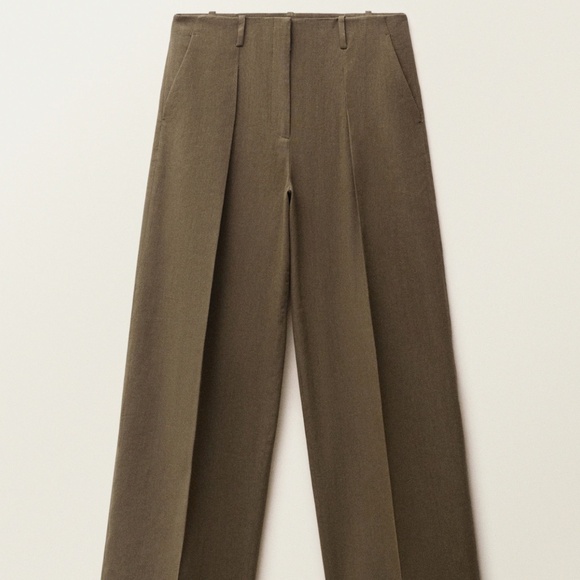 MANGO SELECTION SEAMLESS  SUIT PANTS KHAKI NEW USA 2 - Picture 1 of 12